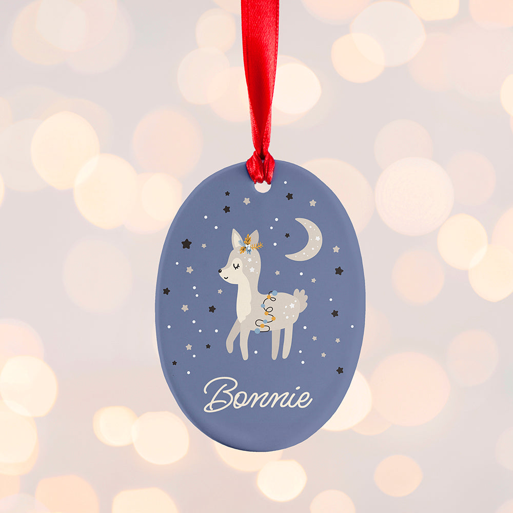 Personalised Moonlit Fawn Christmas Decoration