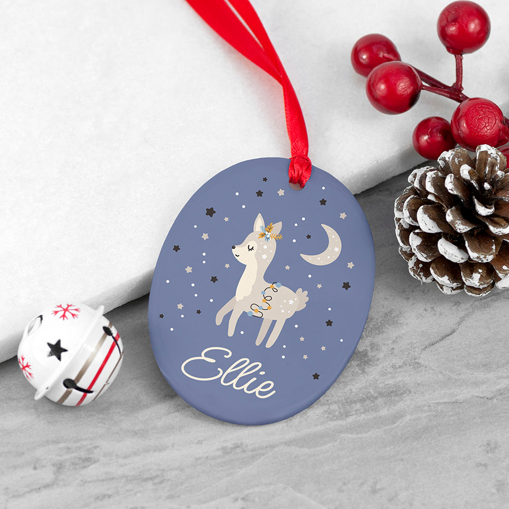 Personalised Moonlit Fawn Christmas Decoration