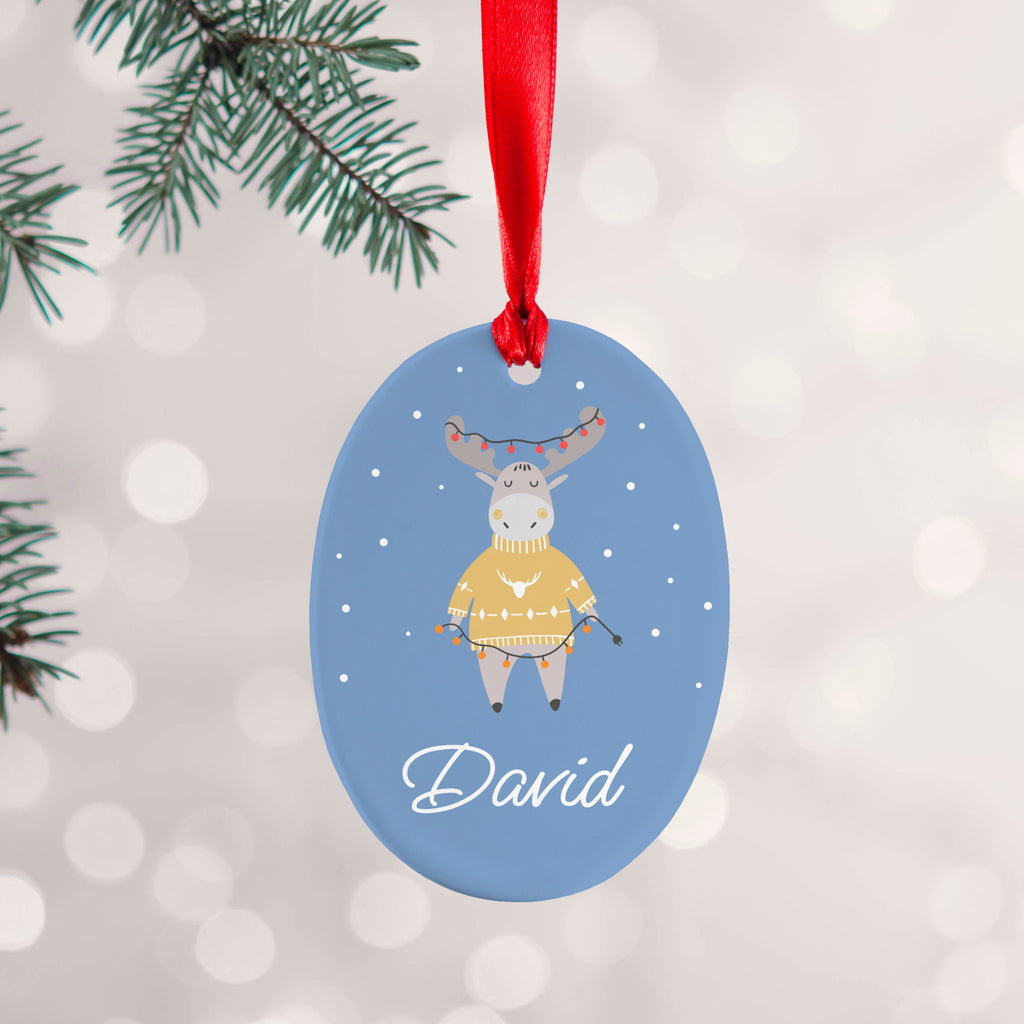 Personalised Festive Moose Christmas Decoration