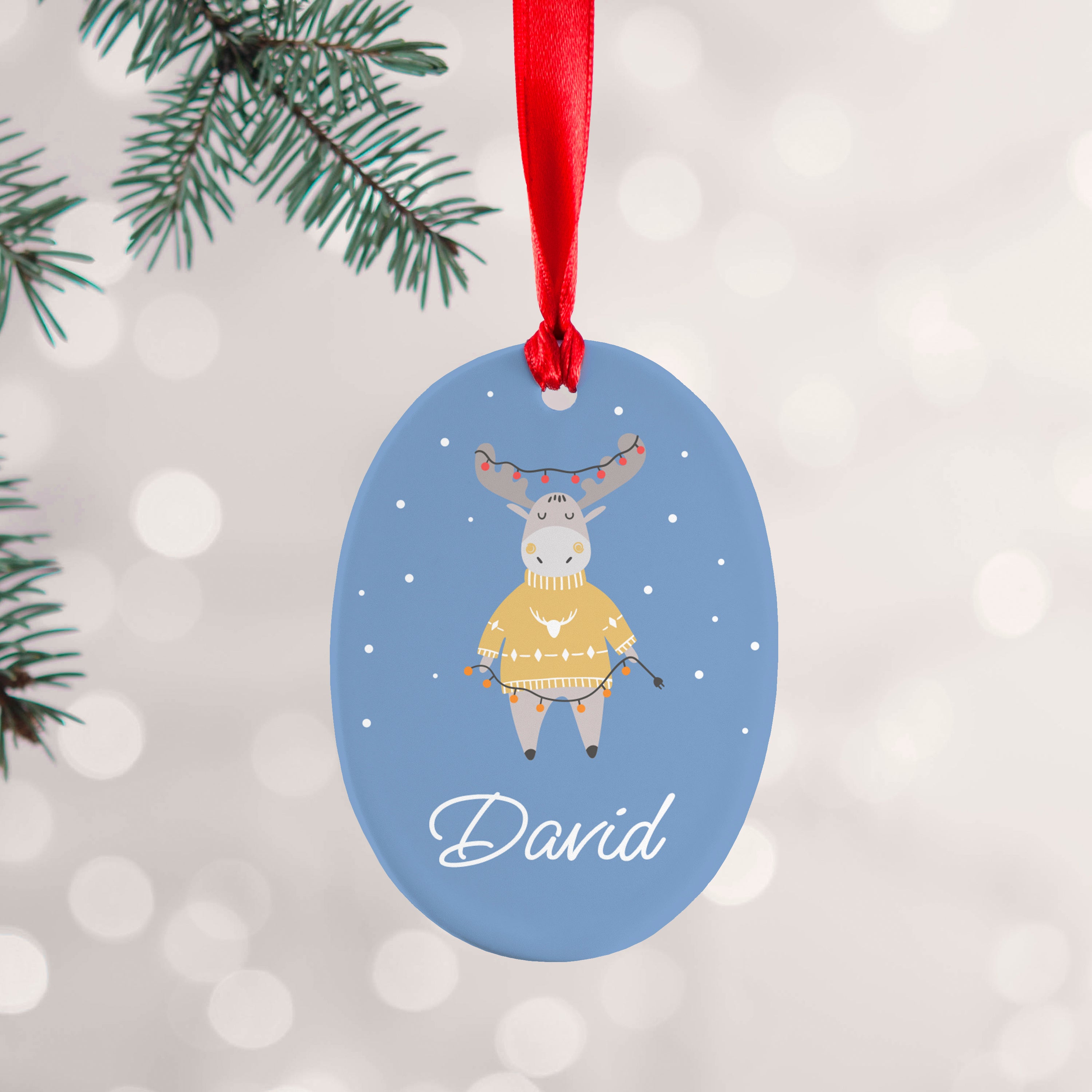 Personalised Festive Moose Christmas Decoration