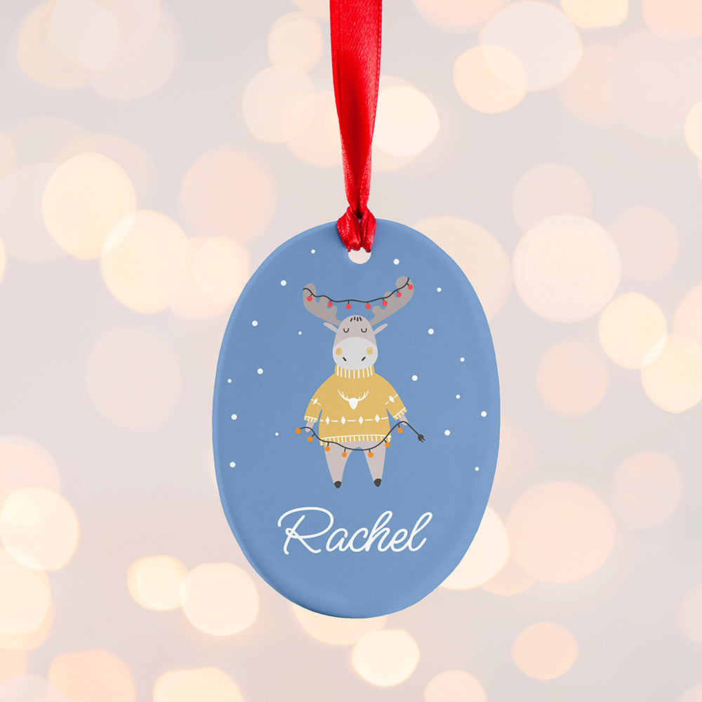 Personalised Festive Moose Christmas Decoration