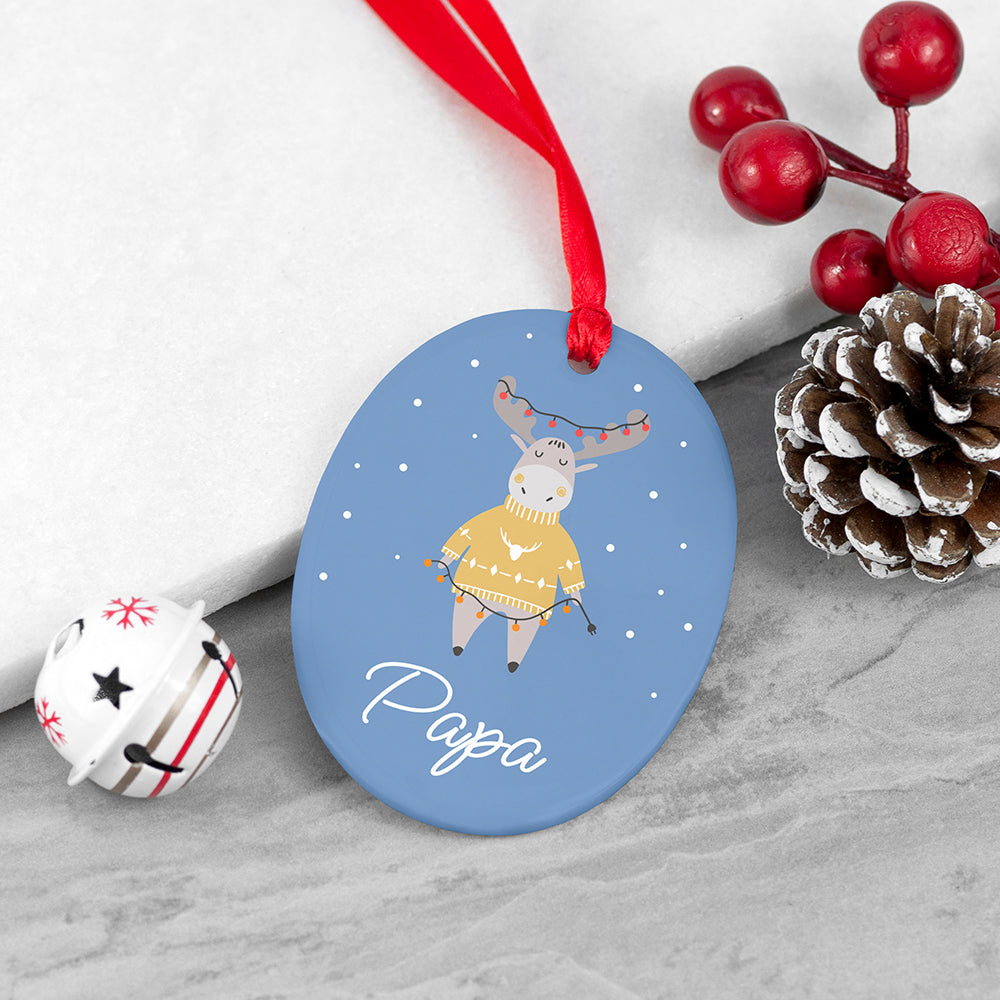 Personalised Festive Moose Christmas Decoration
