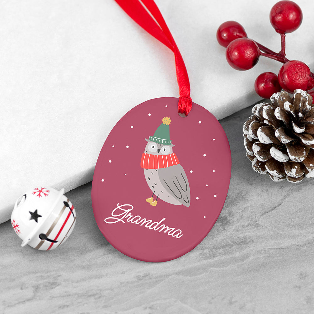 Personalised Winter Owl Christmas Decoration