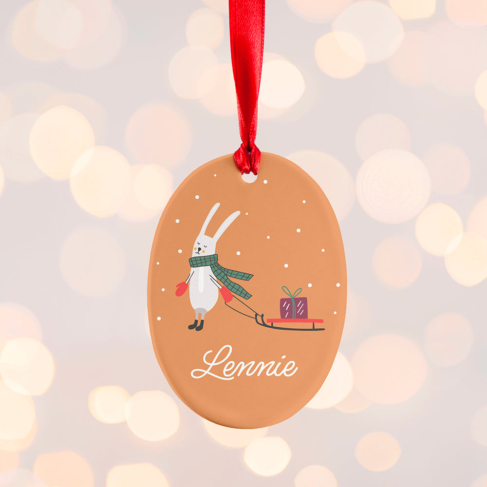 Personalised Sleigh Rabbit Christmas Decoration