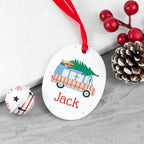 Personalised Christmas Tree Van Ceramic Decoration