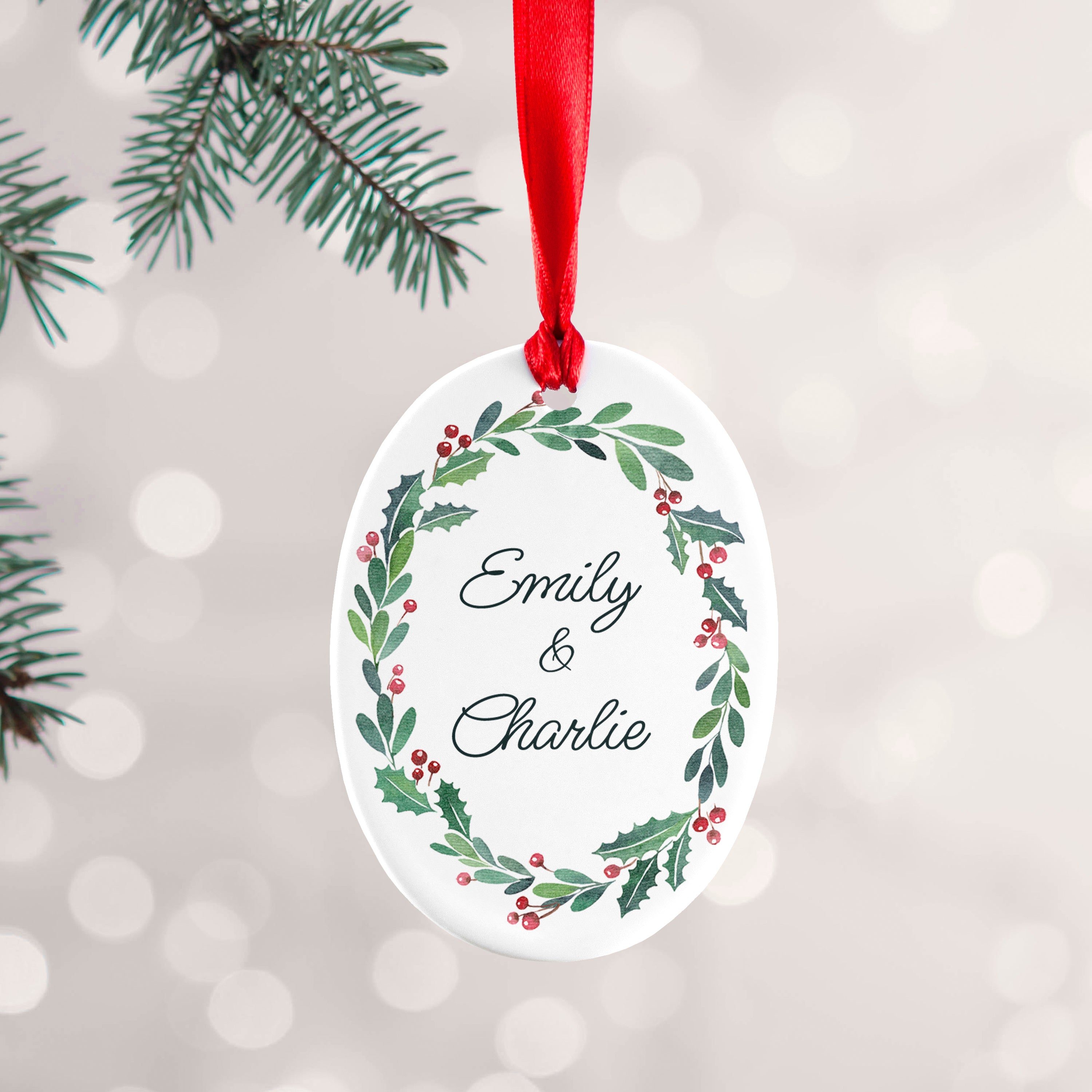Personalised Couples Wreath Christmas Decoration