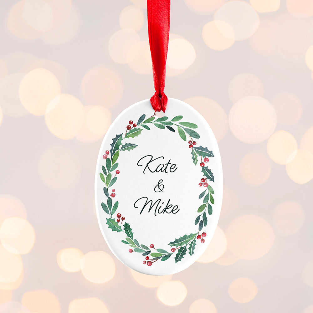 Personalised Couples Wreath Christmas Decoration