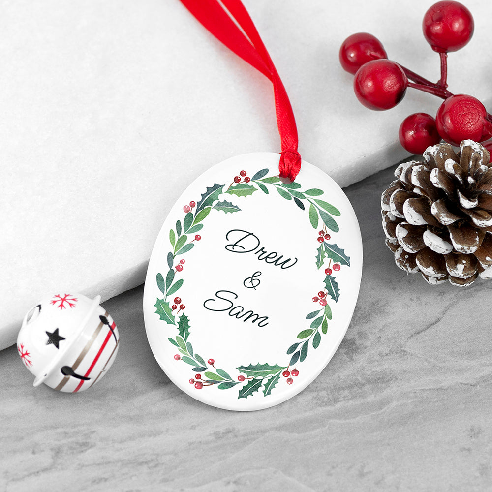 Personalised Couples Wreath Christmas Decoration