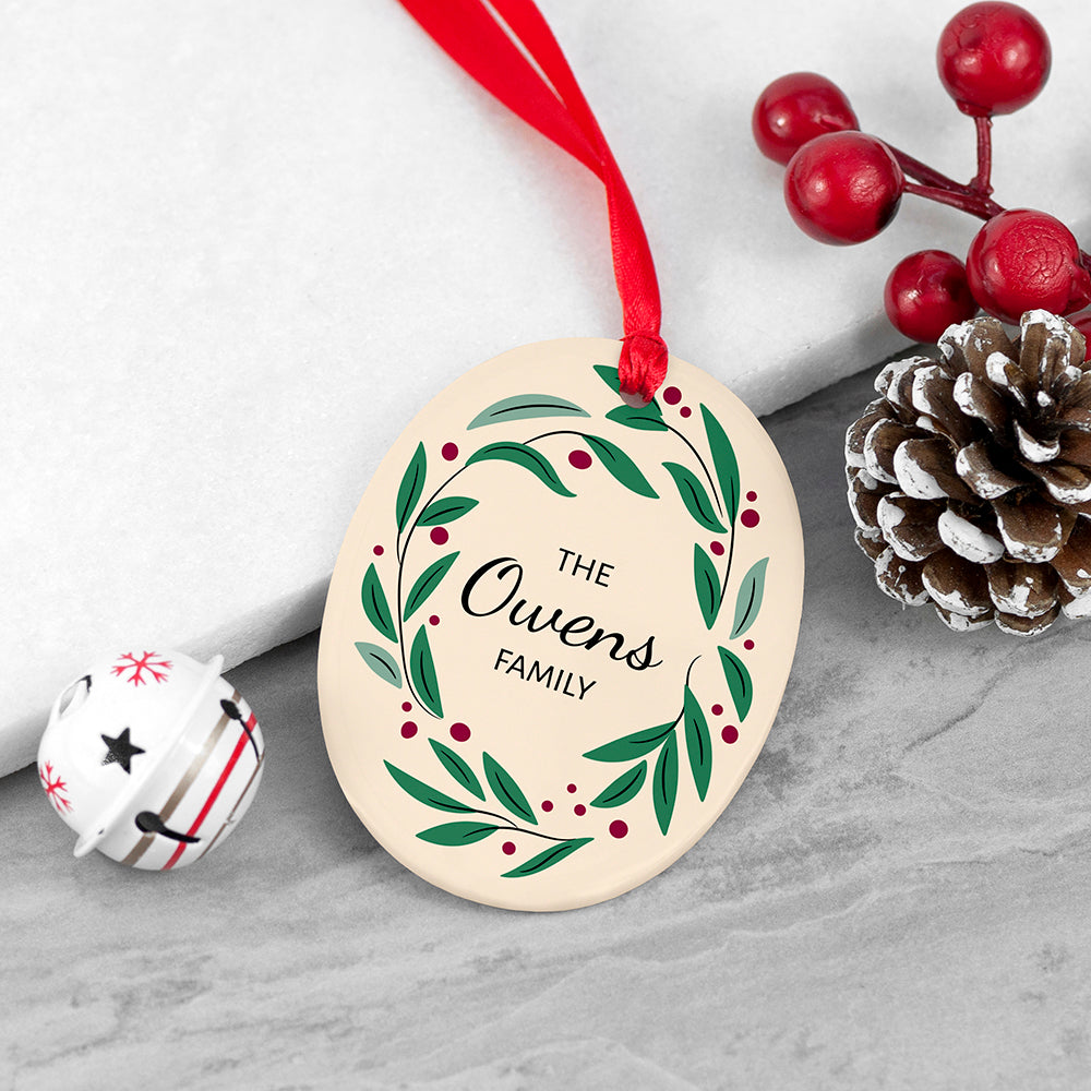 Personalised Family Wreath Christmas Decoration
