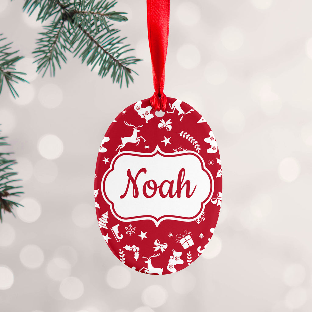 Personalised Festive Pattern Ceramic Decoration