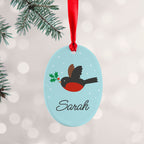 Personalised Holly Robin Christmas Decoration