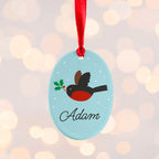 Personalised Holly Robin Christmas Decoration