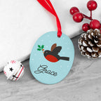 Personalised Holly Robin Christmas Decoration