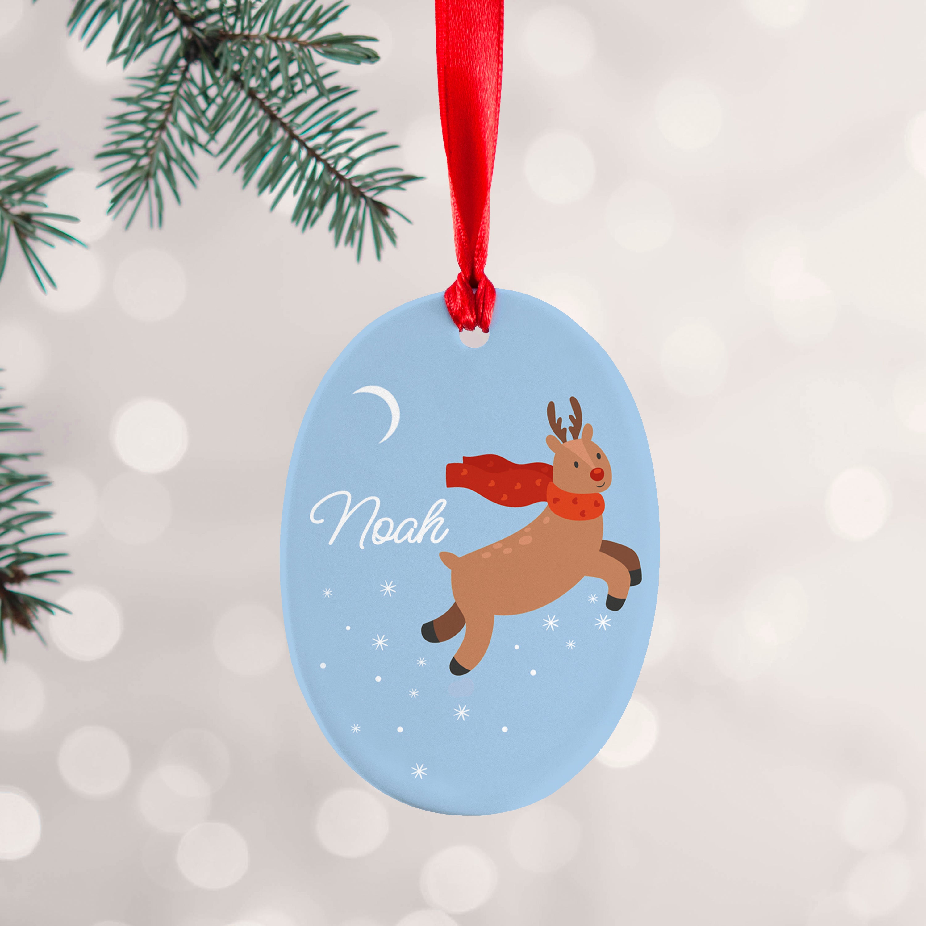 Personalised Flying Rudolph Christmas Decoration