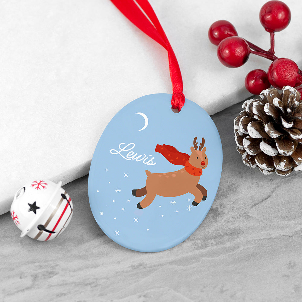 Personalised Flying Rudolph Christmas Decoration