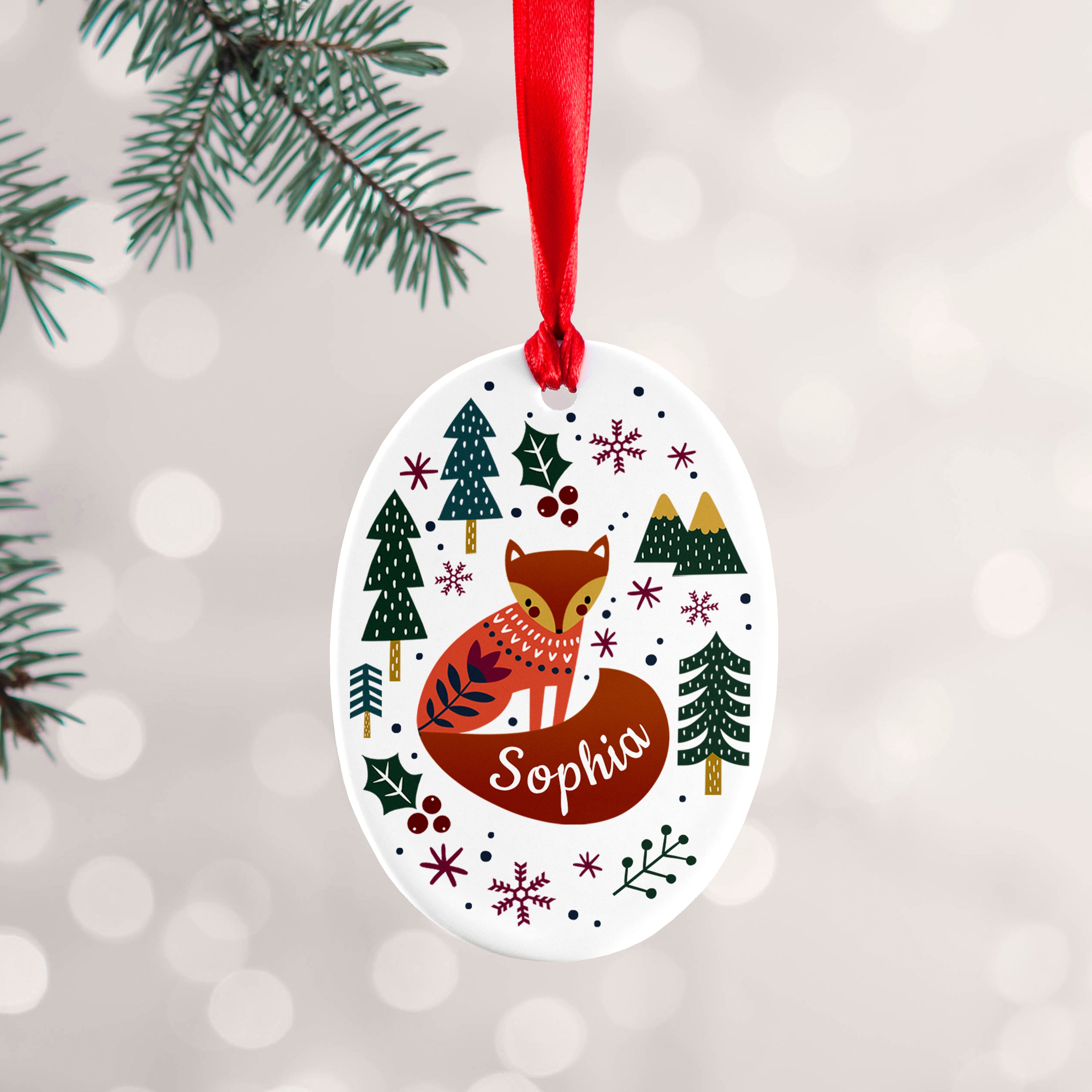 Personalised Scandi Fox Christmas Decoration
