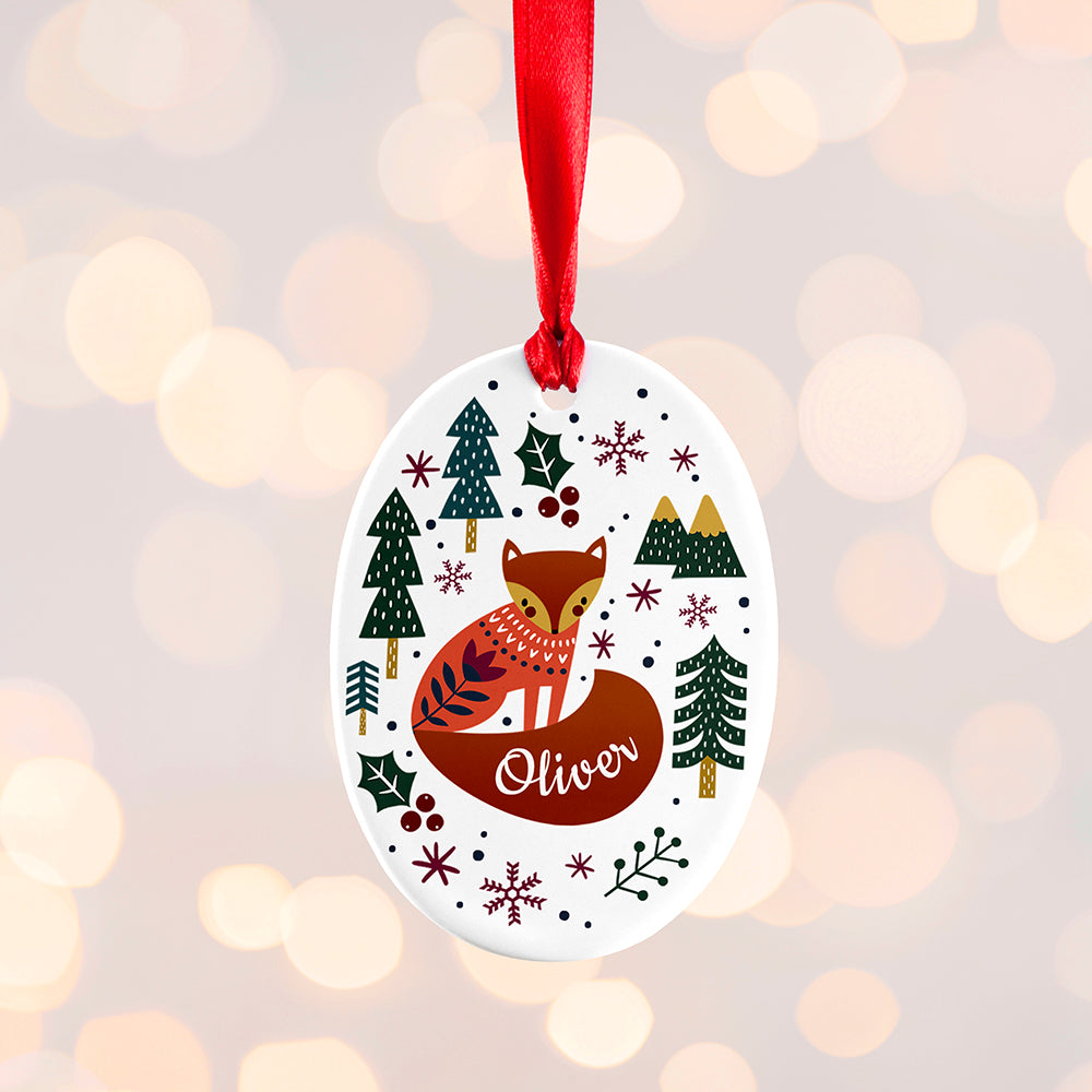 Personalised Scandi Fox Christmas Decoration