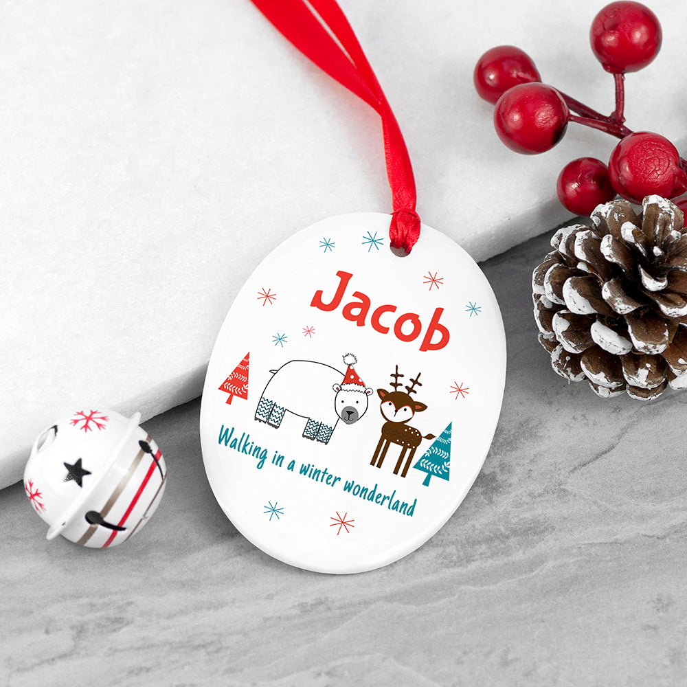 Personalised Winter Scene Ceramic Decoration