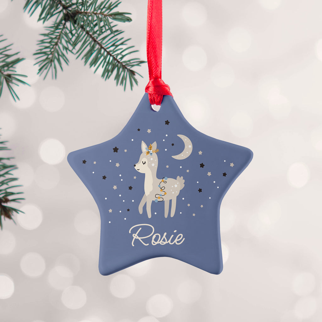 Personalised Moonlit Fawn Christmas Decoration