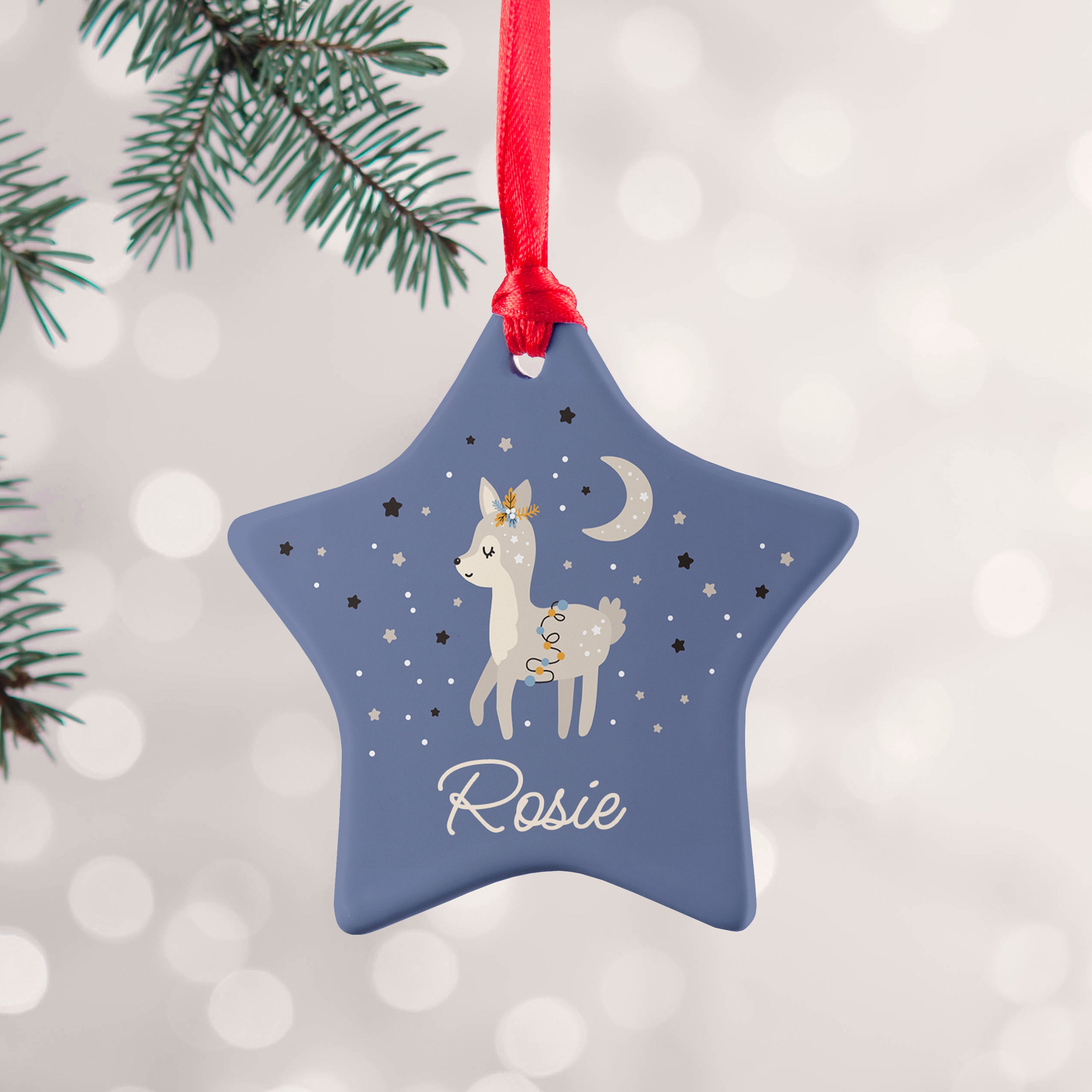 Personalised Moonlit Fawn Christmas Decoration