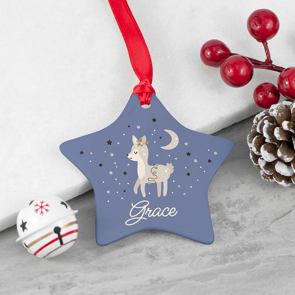 Personalised Moonlit Fawn Christmas Decoration