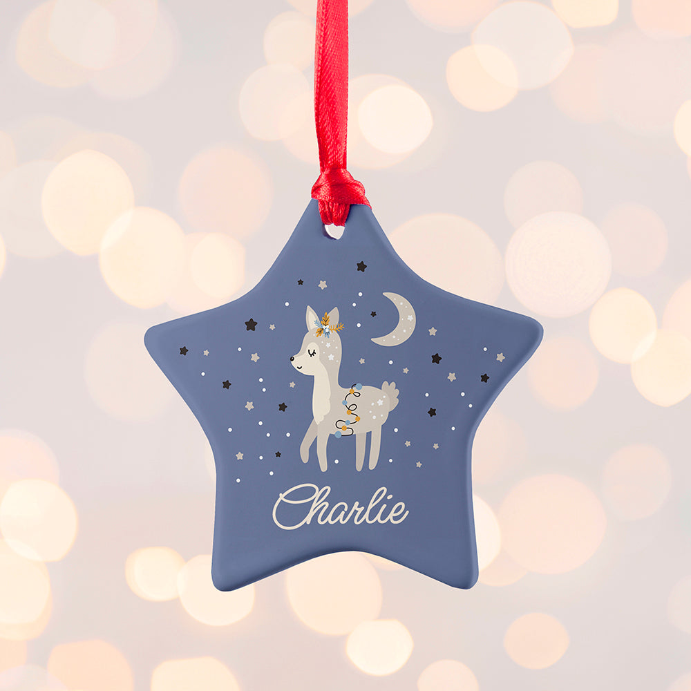 Personalised Moonlit Fawn Christmas Decoration