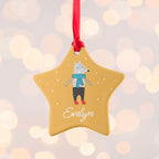 Personalised Winter Wolf Ceramic Decoration