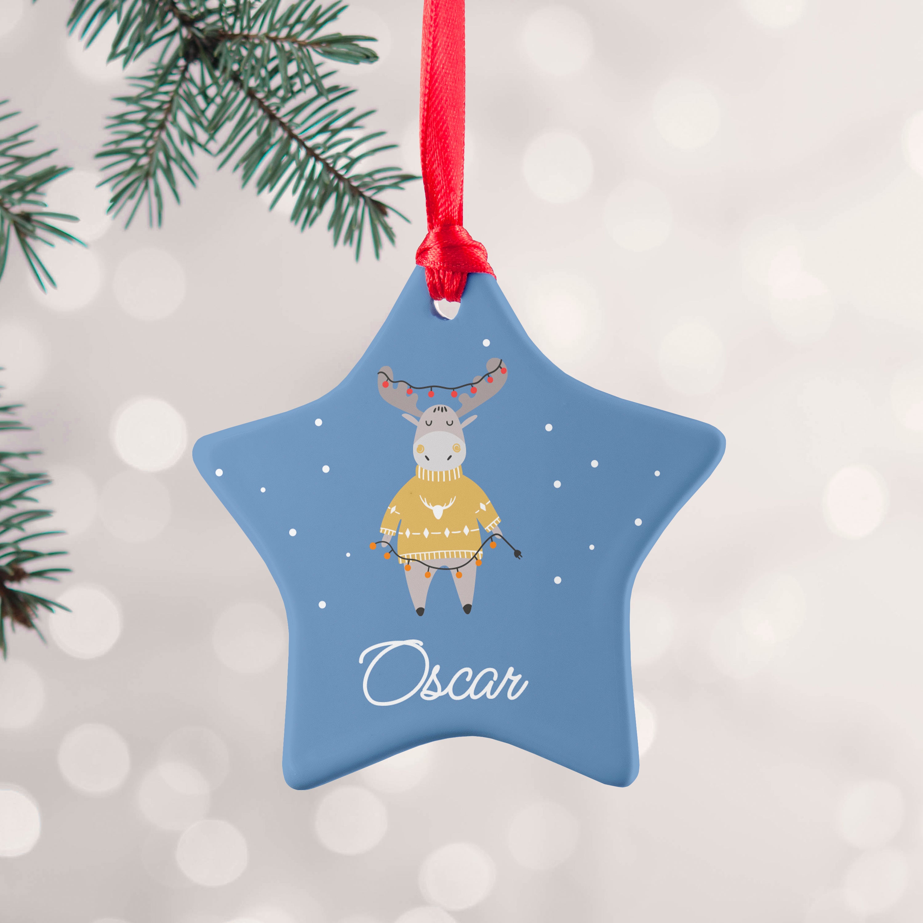 Personalised Festive Moose Christmas Decoration