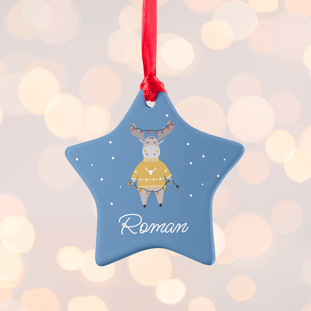 Personalised Festive Moose Christmas Decoration