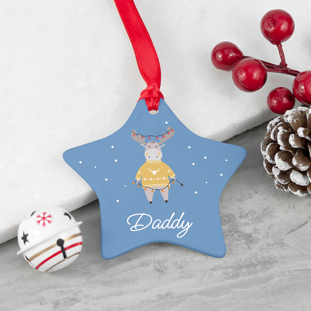 Personalised Festive Moose Christmas Decoration