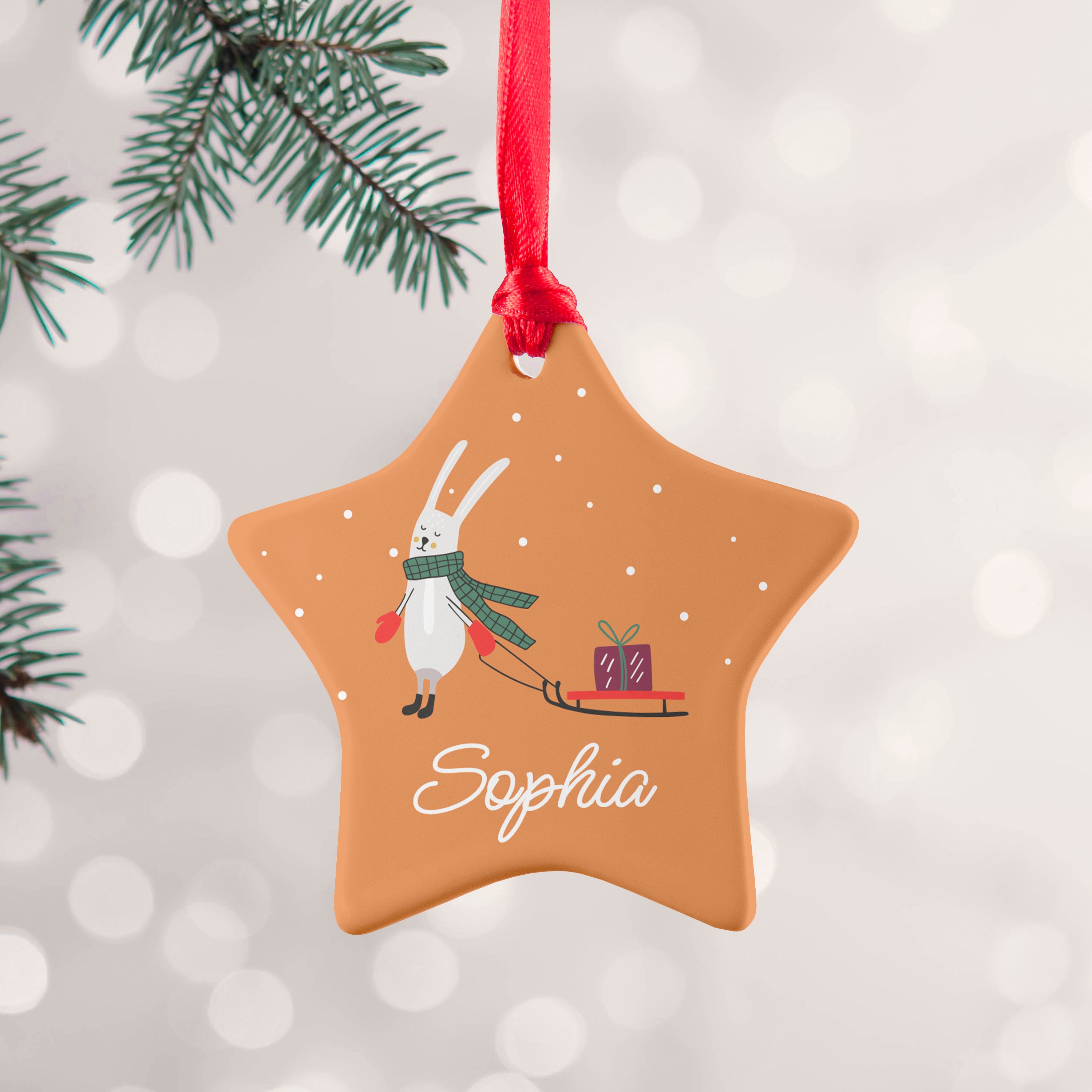 Personalised Sleigh Rabbit Christmas Decoration