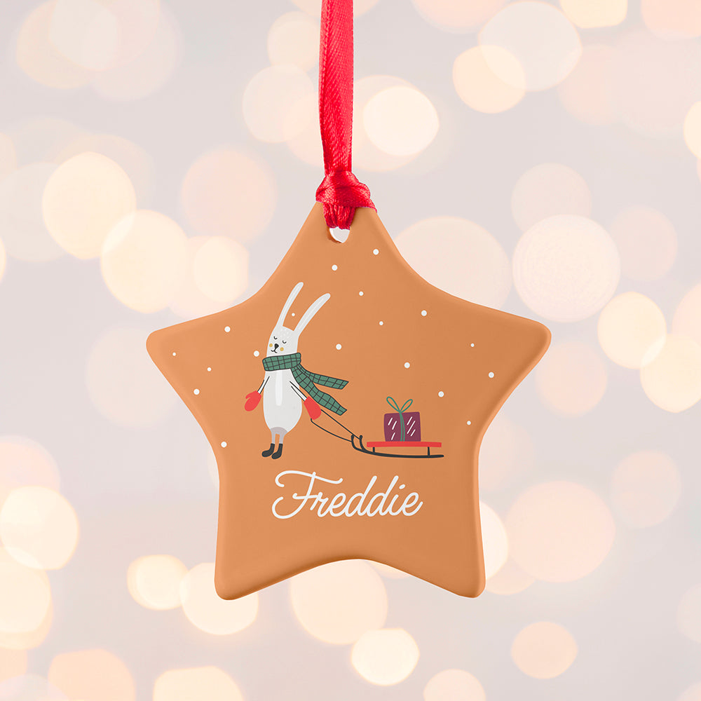 Personalised Sleigh Rabbit Christmas Decoration