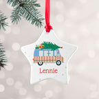 Personalised Christmas Tree Van Ceramic Decoration