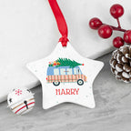 Personalised Christmas Tree Van Ceramic Decoration