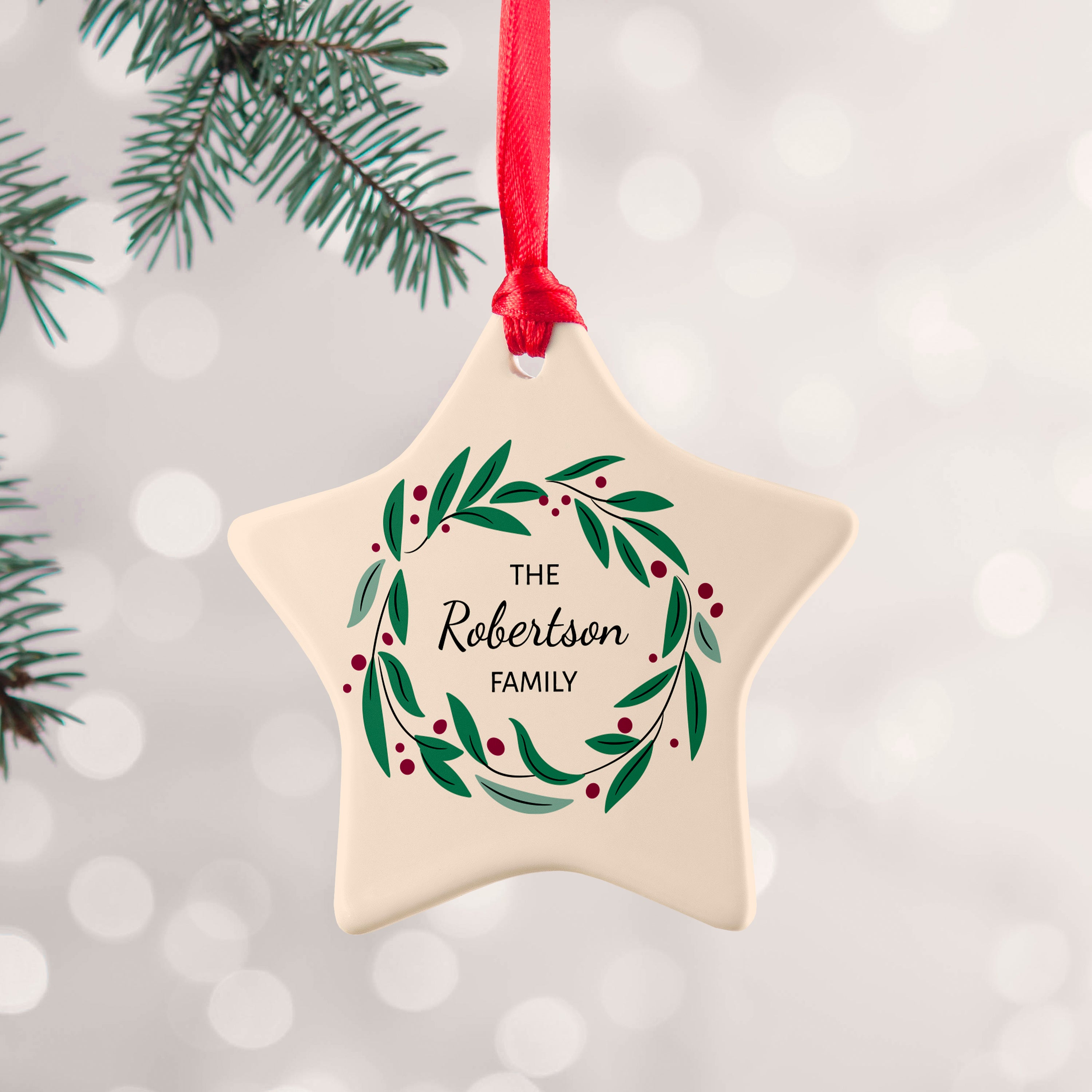 Personalised Family Wreath Christmas Decoration