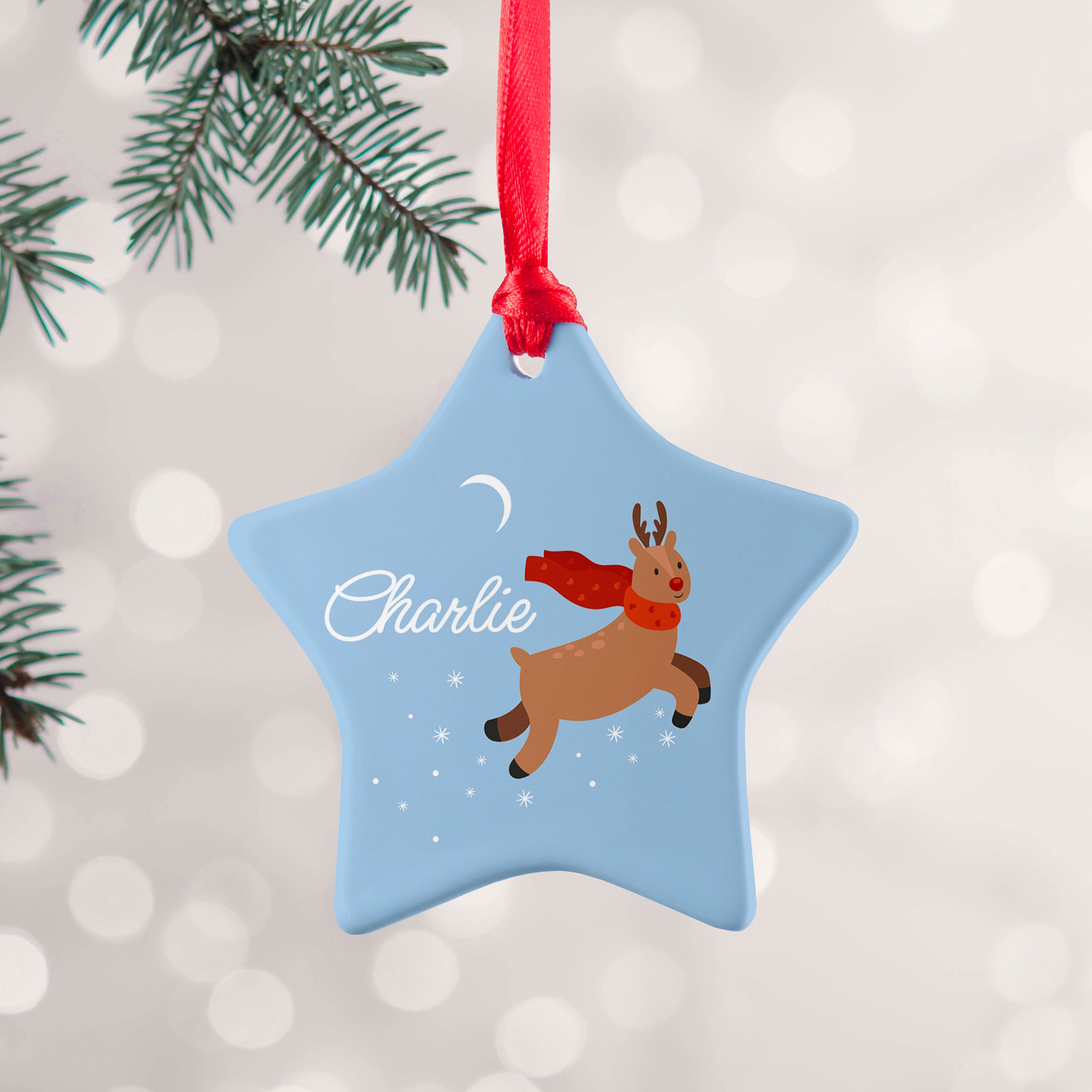 Personalised Flying Rudolph Christmas Decoration