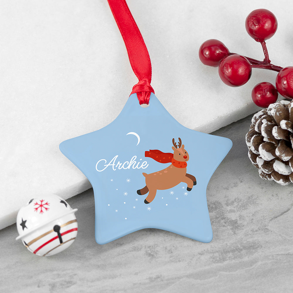 Personalised Flying Rudolph Christmas Decoration