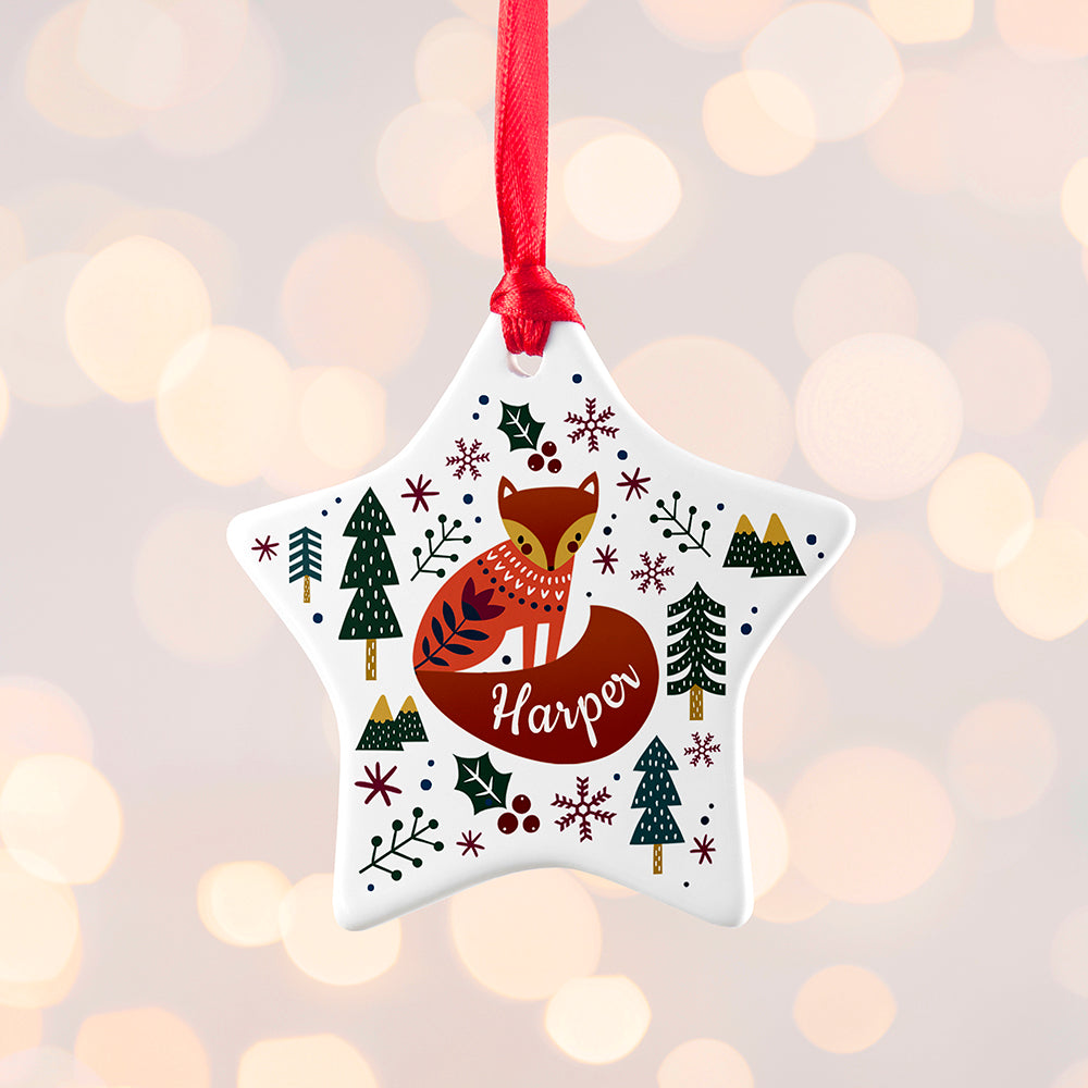 Personalised Scandi Fox Christmas Decoration