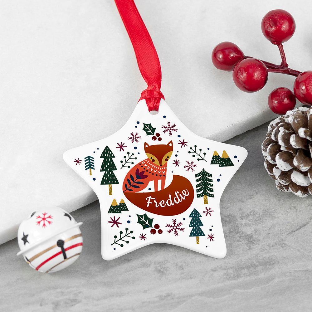 Personalised Scandi Fox Christmas Decoration