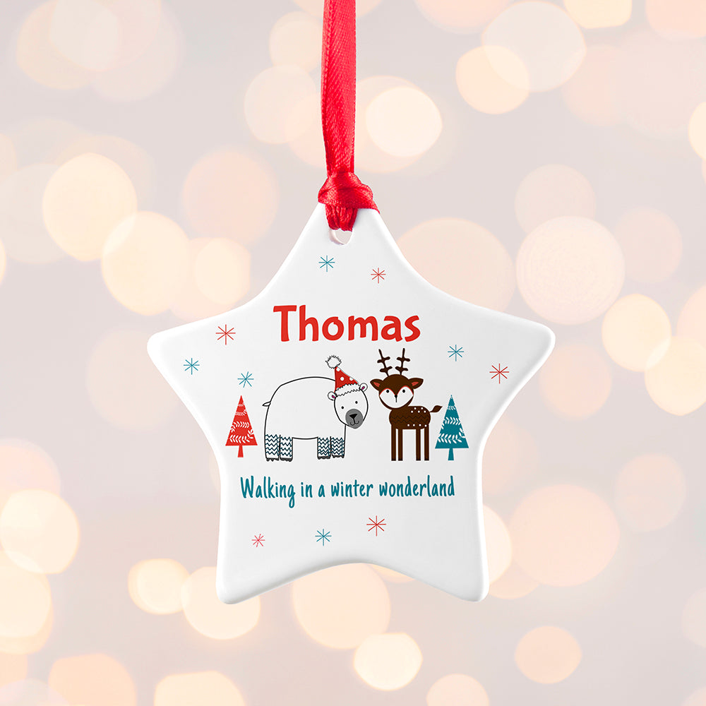 Personalised Winter Scene Ceramic Decoration