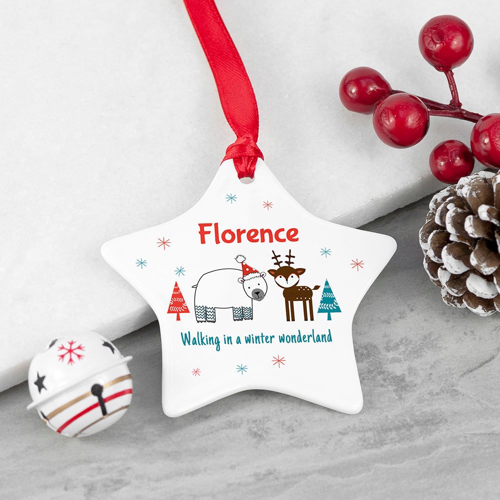Personalised Winter Scene Ceramic Decoration