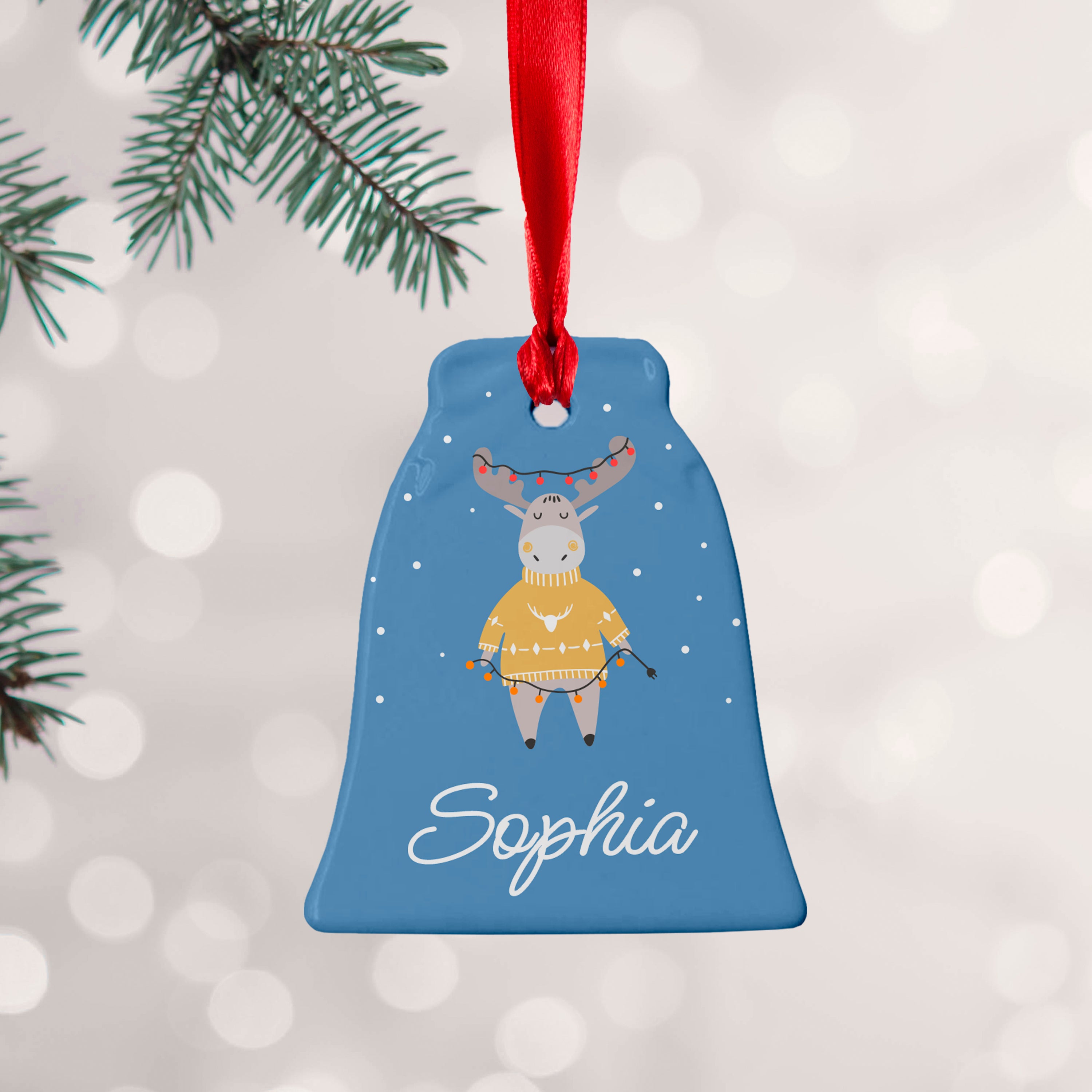 Personalised Festive Moose Christmas Decoration