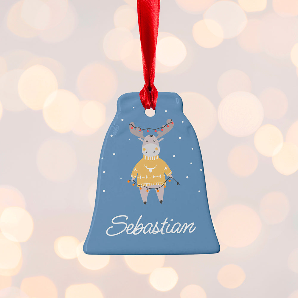 Personalised Festive Moose Christmas Decoration