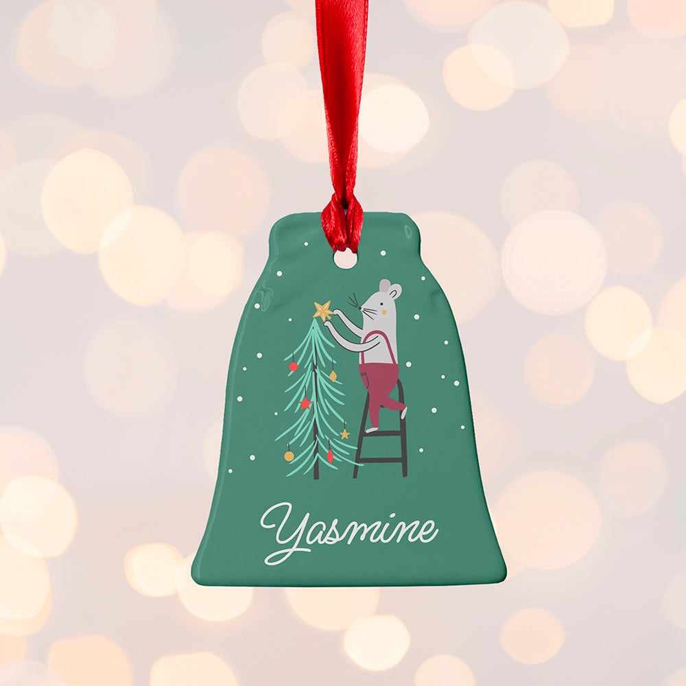 Personalised Christmas Mouse Ceramic Decoration
