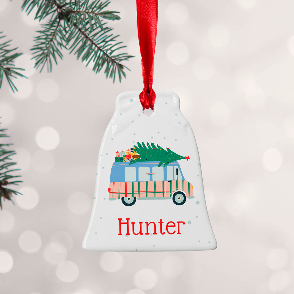 Personalised Christmas Tree Van Ceramic Decoration