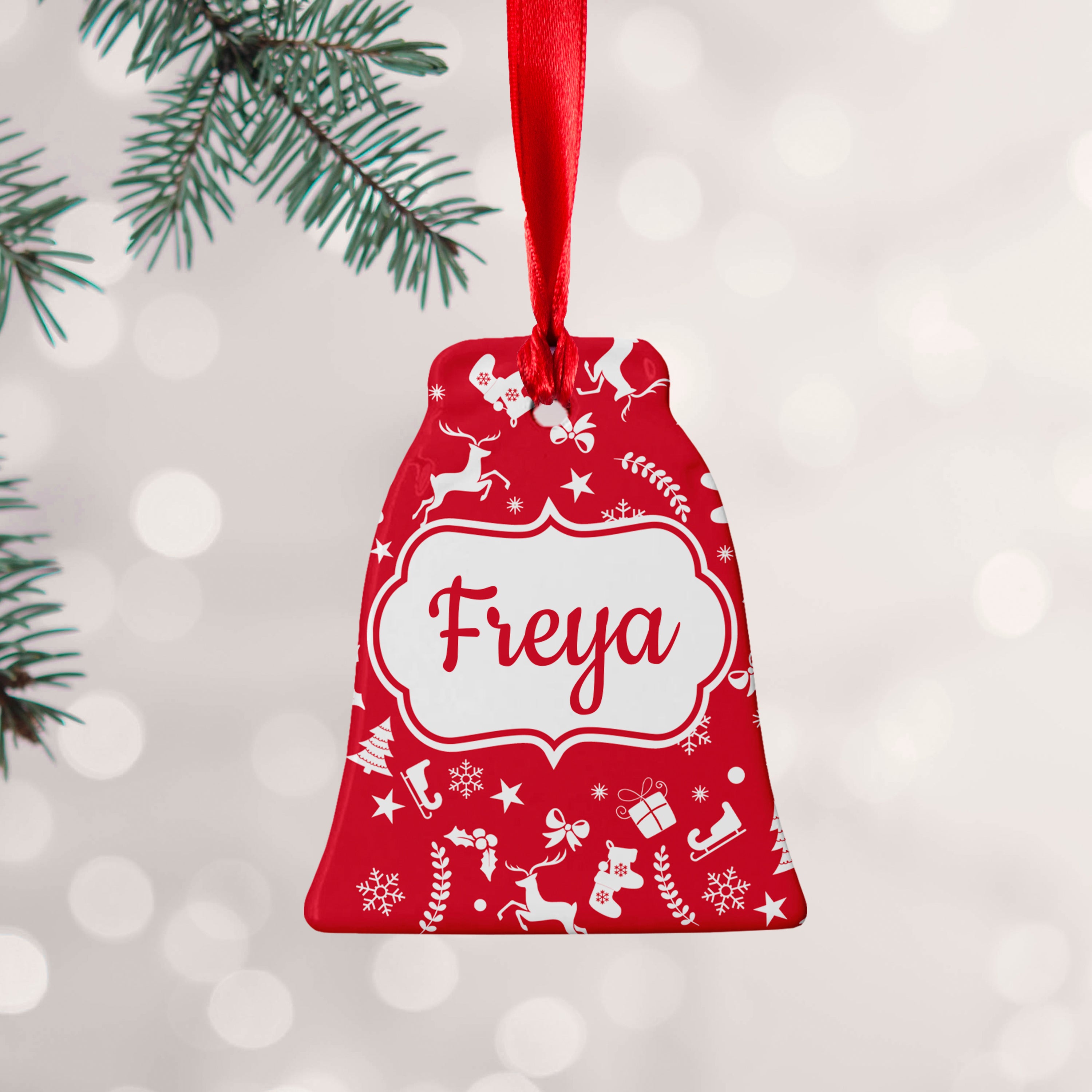 Personalised Festive Pattern Ceramic Decoration