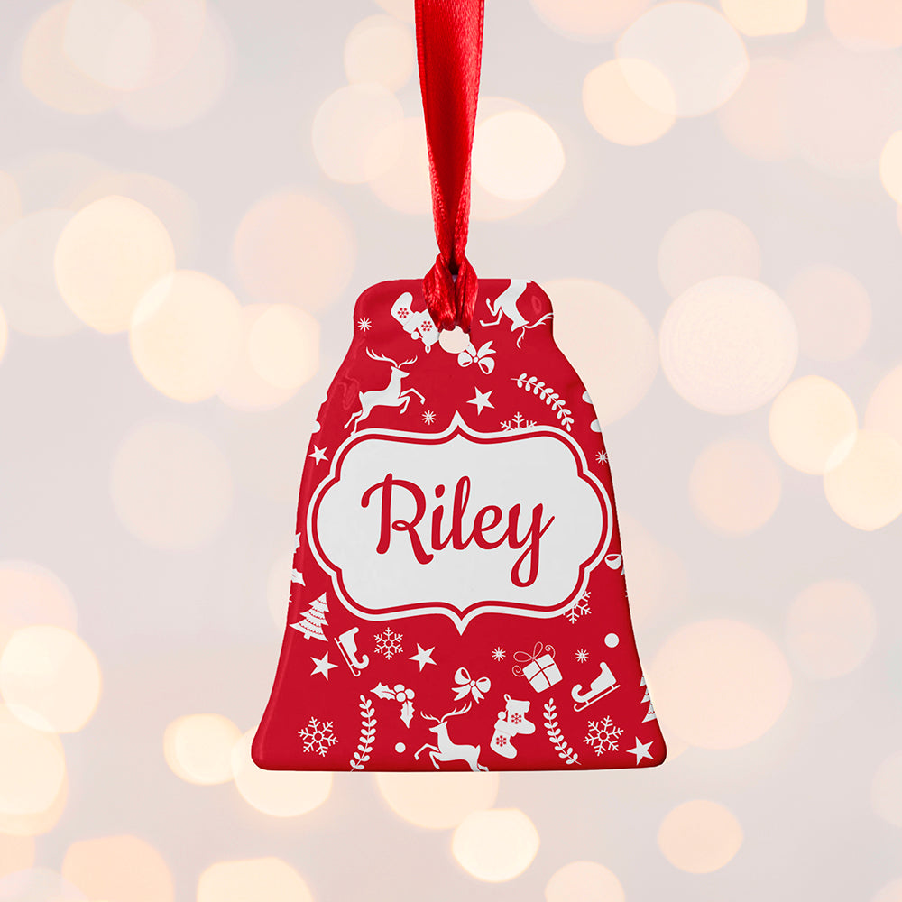 Personalised Festive Pattern Ceramic Decoration
