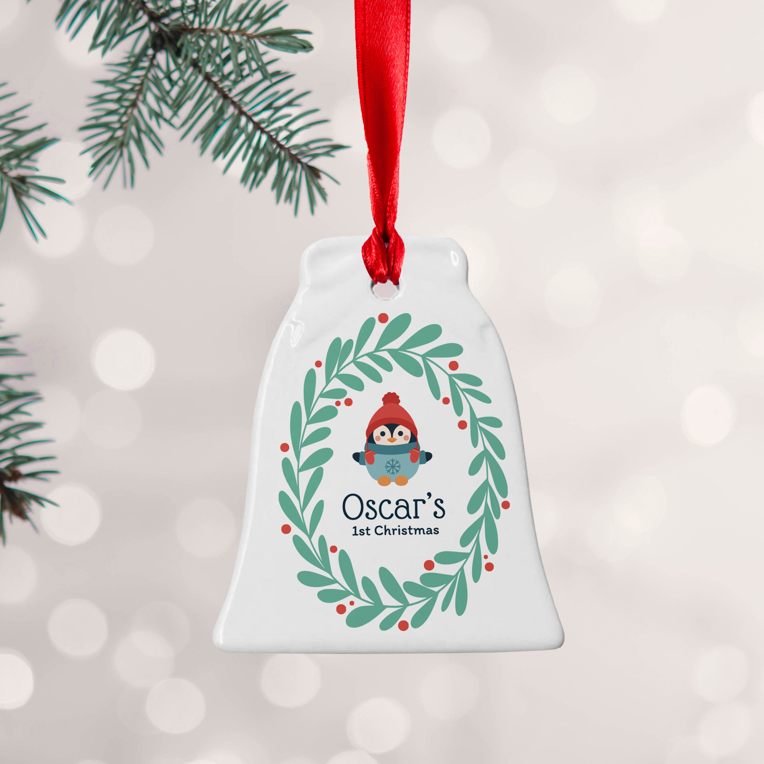 Personalised Baby Penguin 1st Christmas Decoration