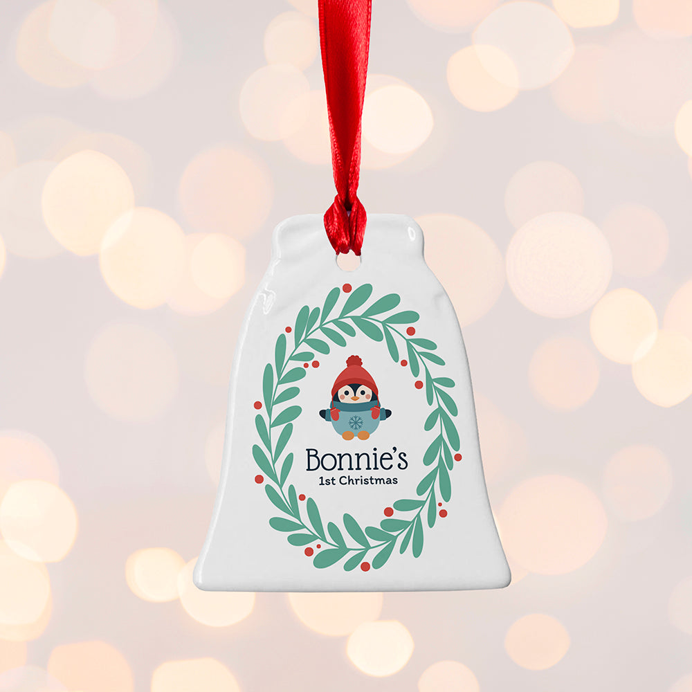 Personalised Baby Penguin 1st Christmas Decoration
