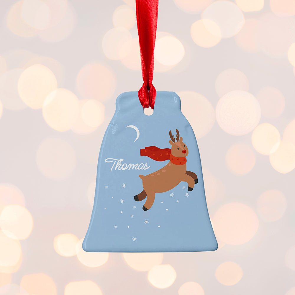 Personalised Flying Rudolph Christmas Decoration